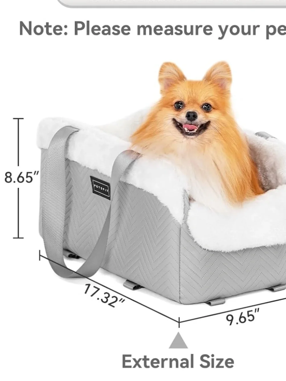 PETSFIT Console Dog Car Seat, Portable Small Dog Car Seat (NWT) GREY